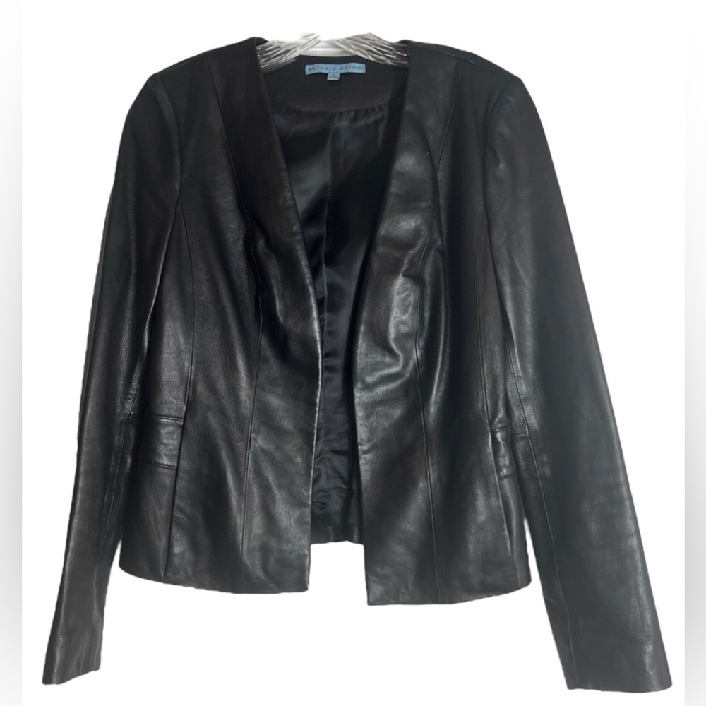 ANTONIO MELANI Buttersoft Leather Jacket in Classic Black Size Small